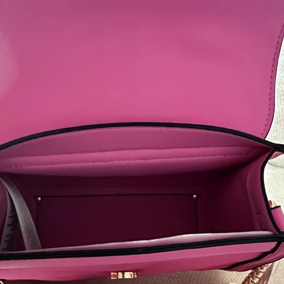 Aldo Fuchsia Satchel Bag With Gold Chain detail and lion head - Picture 8 of 9